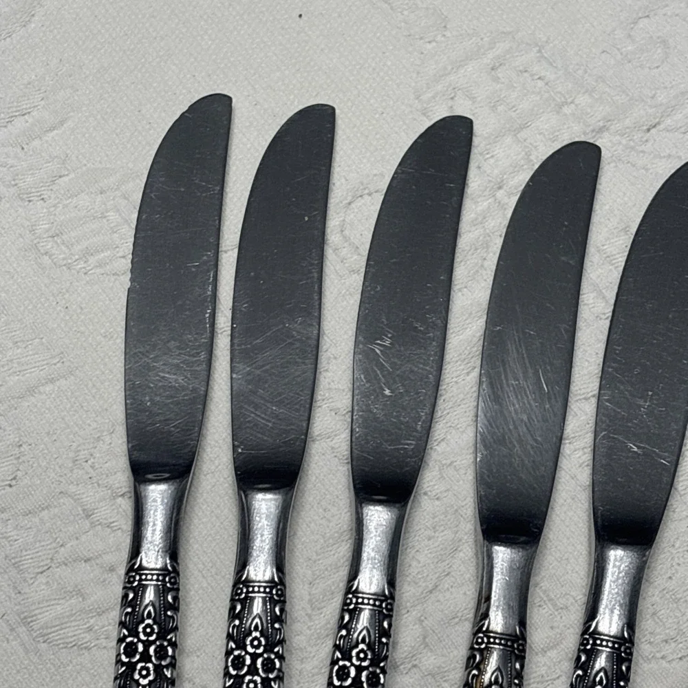 Oneida Northland NAPA VALLEY Stainless 7 Dinner Knives Flatware Wooden MCM